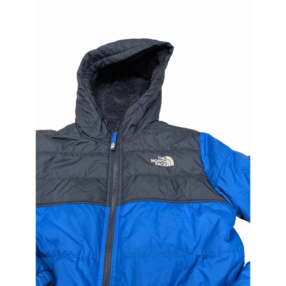 The North Face Boy Winter Jacket Reversible Hooded Blue Size L 14/16